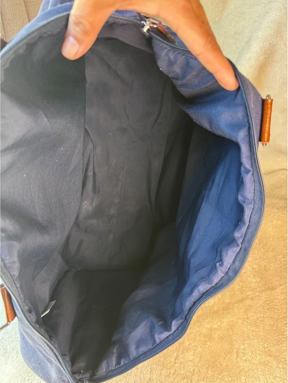 Vintage Polo Ralph Lauren Navy Blue Canvas Duffel / Weekender Bag